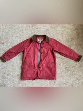 Vtg LL Bean Field Coat Women’s M Barn Utility Chore Jacket Corduroy Collar Red